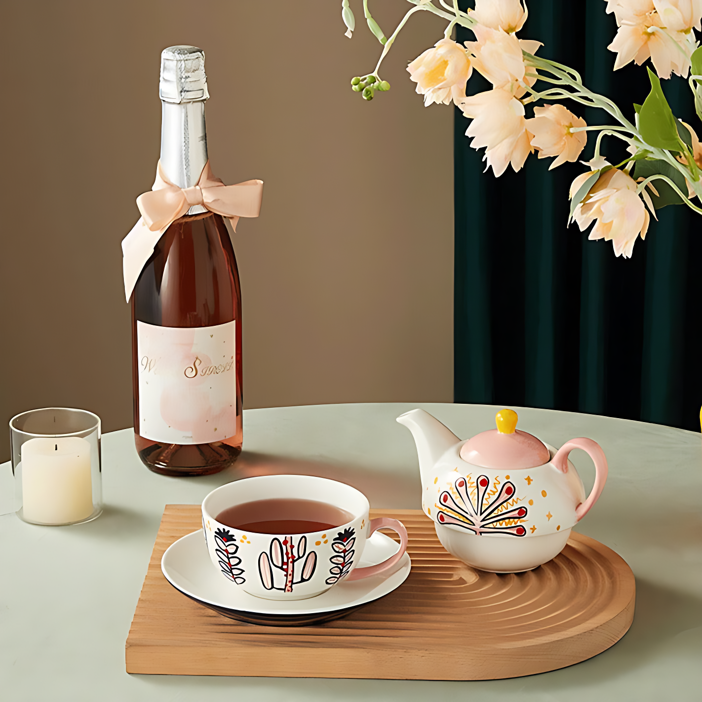 Teekanne Mit Tasse Drunter