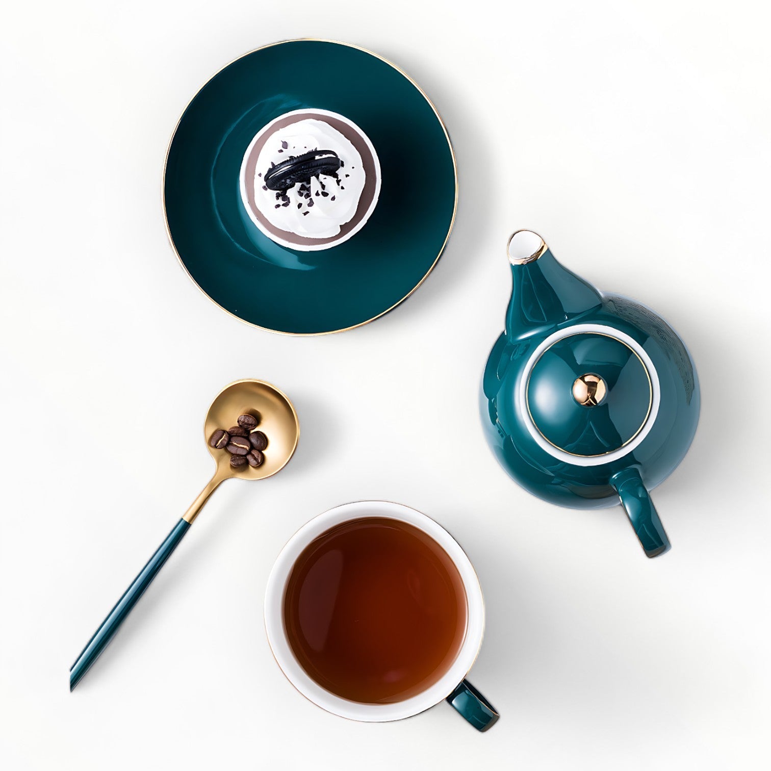 Teekanne Mit Tasse Integriert Grün