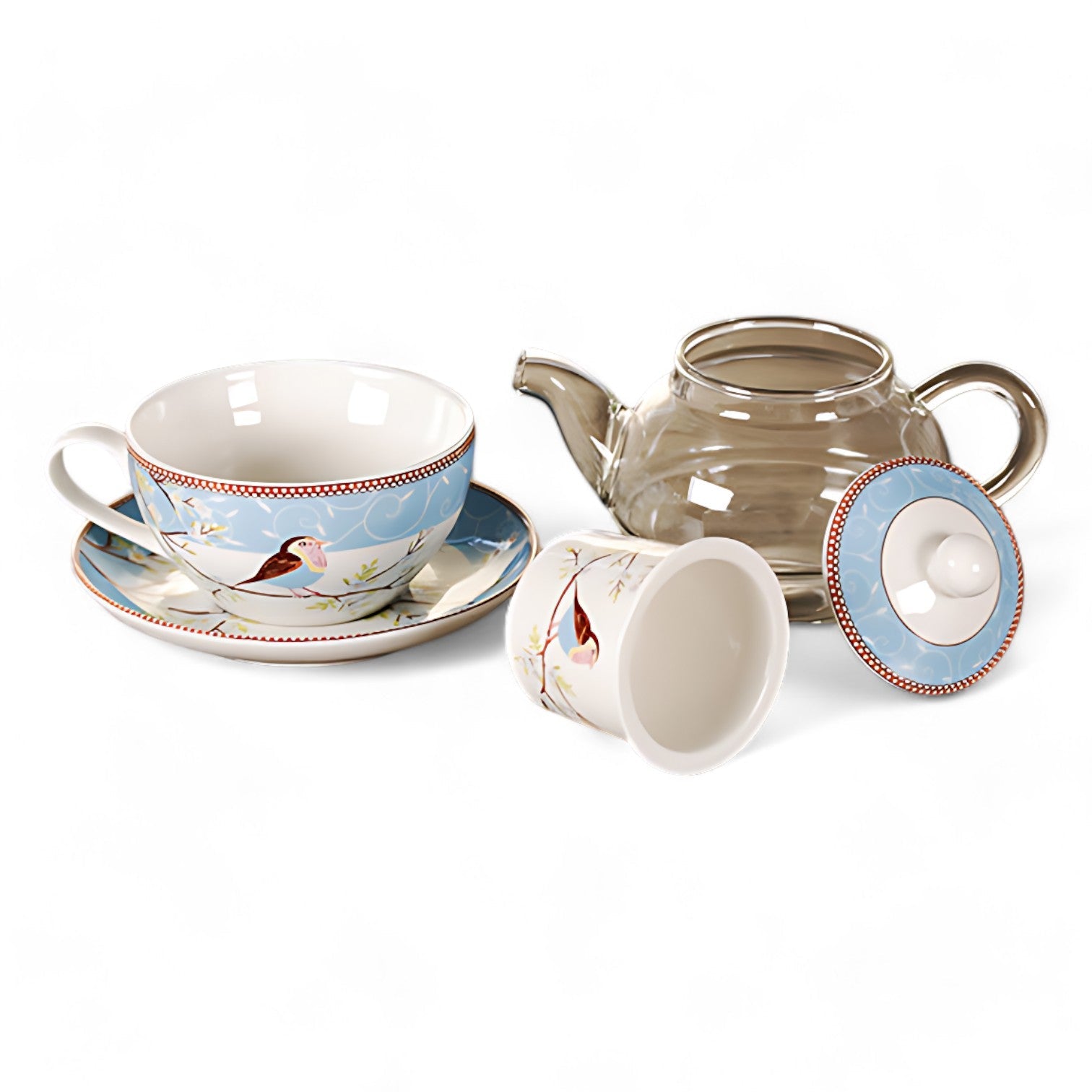 Teekanne Mit Tasse Und Sieb