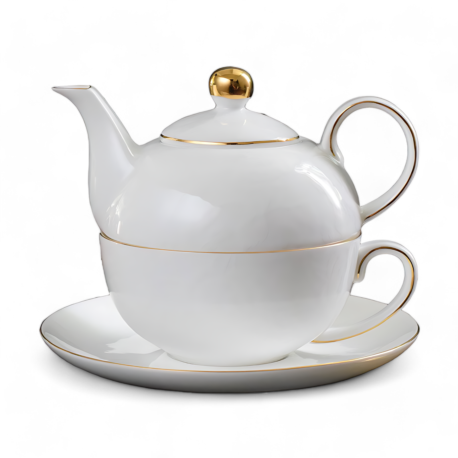 Teekanne Mit Tasse Weiss