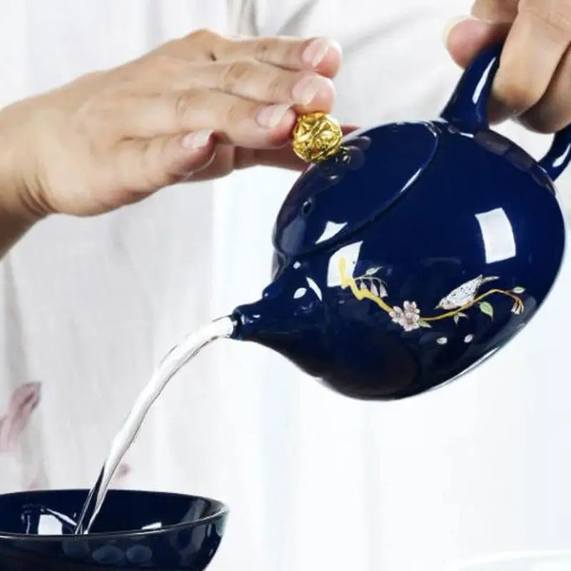 Teekanne Porzellan Blau