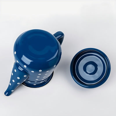 Teekanne Porzellan Blau Mit Punkten