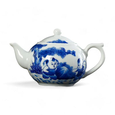 Teekanne Porzellan Blau Weiß