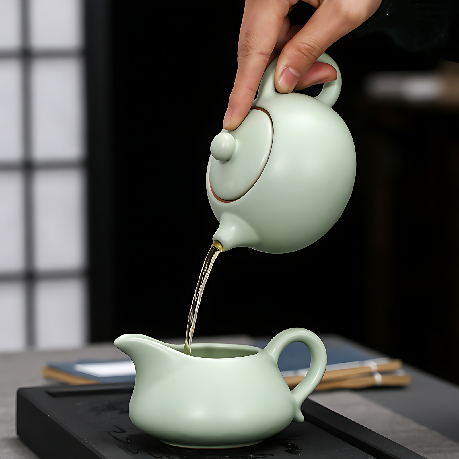 Teekanne Porzellan Grün