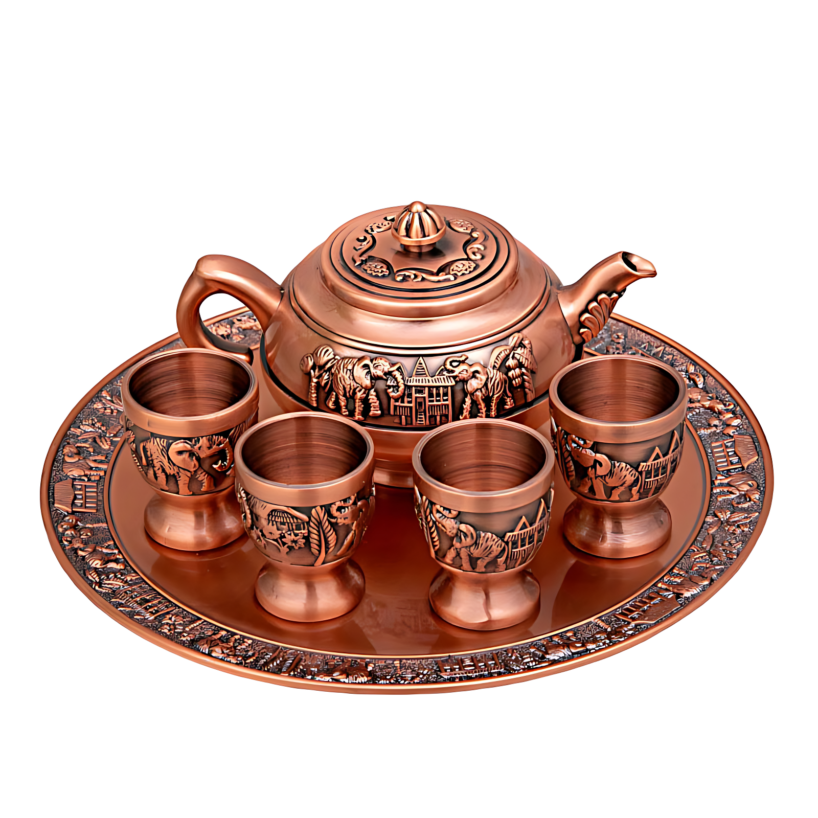 Teeservice Chinesisch Alt Braun