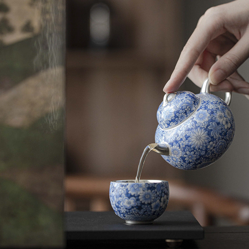 Teeservice Porzellan Blau