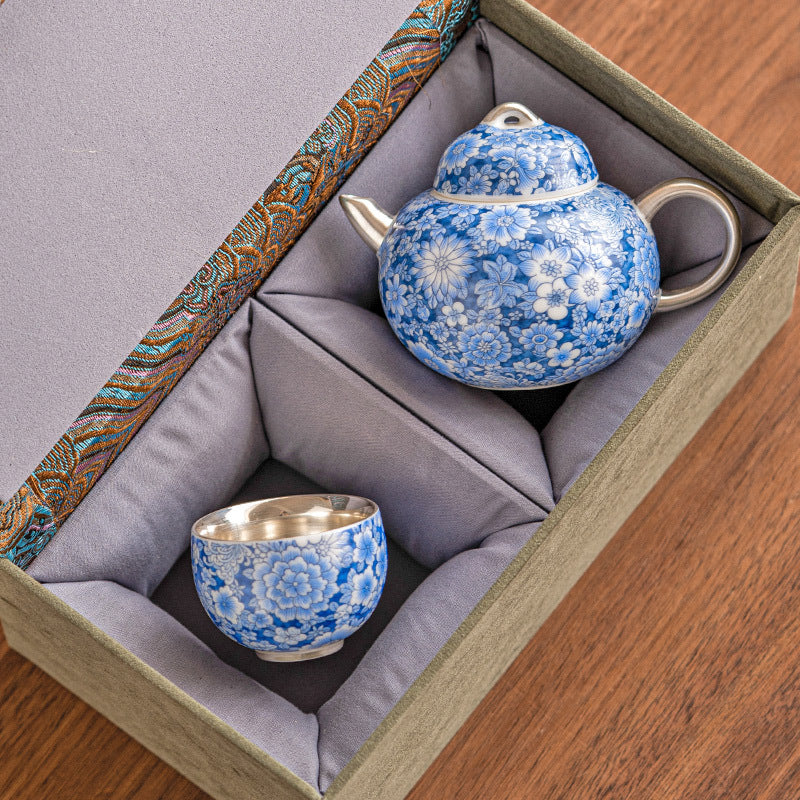 Teeservice Porzellan Blau