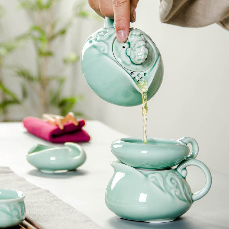 Teeservice Porzellan Dekor Blau