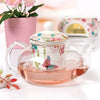 Teeset mit Teekanne Rechaud und Schmetterlingstassen