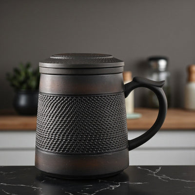 Teetasse mit Sieb aus Terrakotta