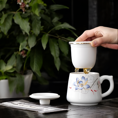 Teetasse mit Sieb Porzellan