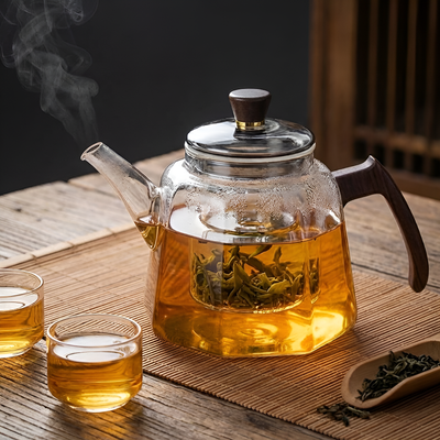 Transparente Borosilikat-Teekanne