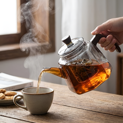 Transparente Borosilikat-Teekanne