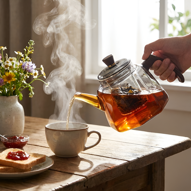 Transparente Borosilikat-Teekanne