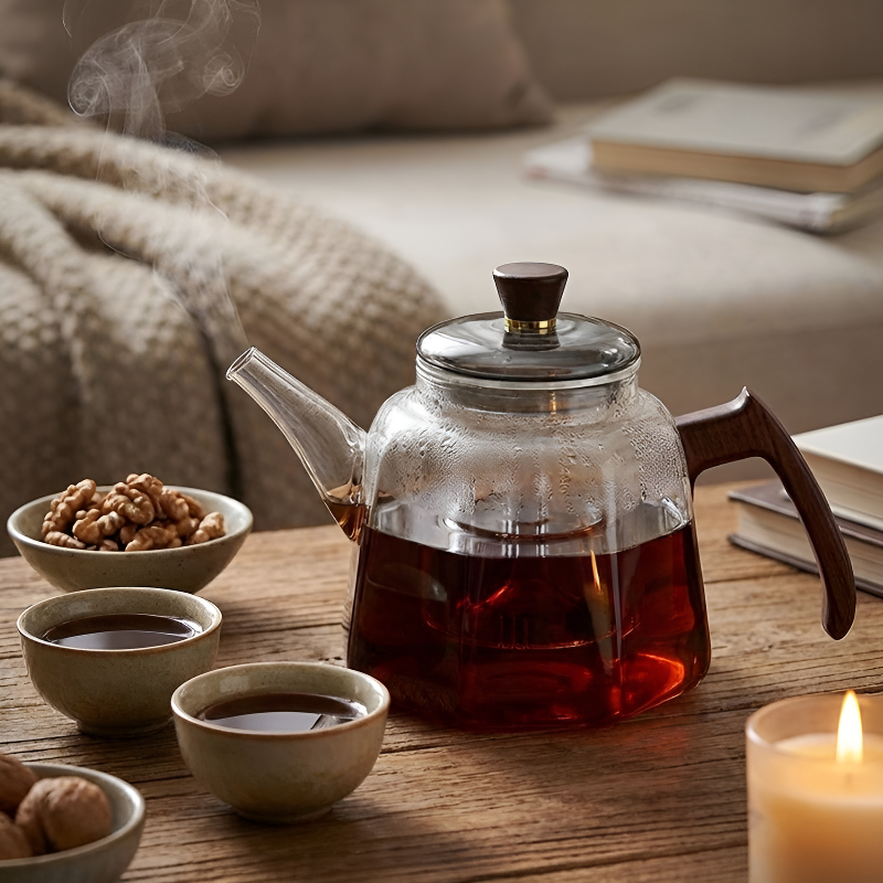 Transparente Borosilikat-Teekanne