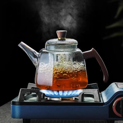Transparente Borosilikat-Teekanne