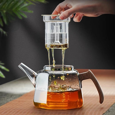 Transparente Borosilikat-Teekanne