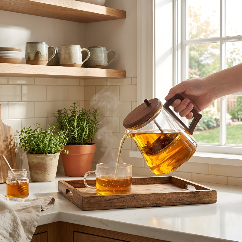 Transparente Teekanne 1 Person