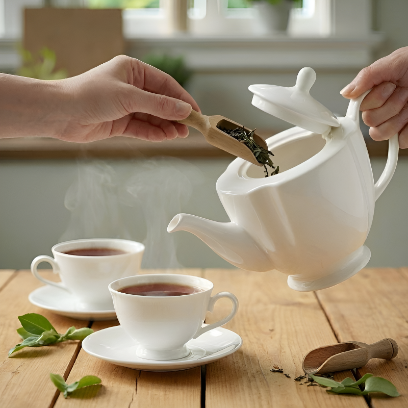 Weiße Design-Teekanne