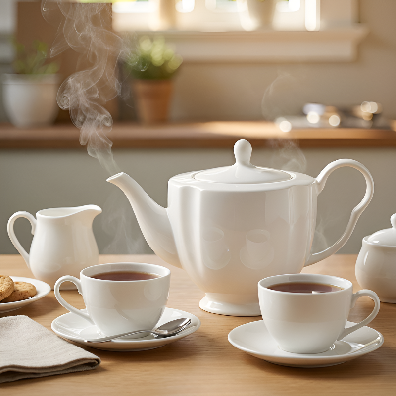 Weiße Design-Teekanne