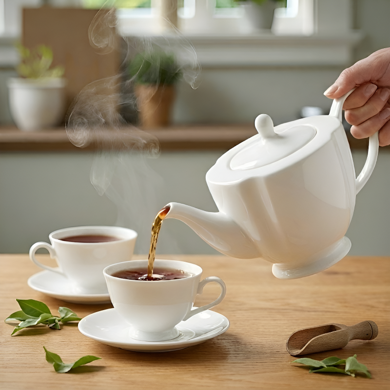 Weiße Design-Teekanne