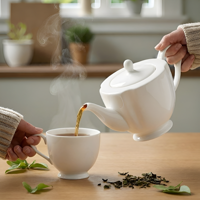 Weiße Design-Teekanne