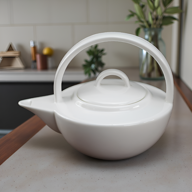 Weiße Feinporzellan-Teekanne