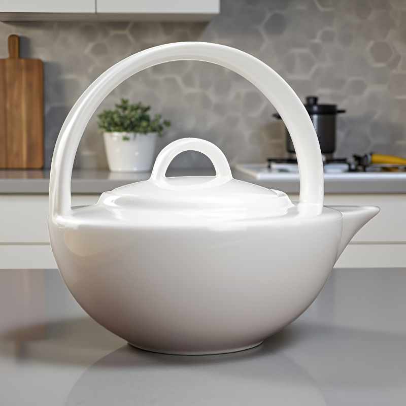 Weiße Feinporzellan-Teekanne