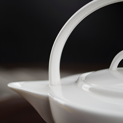 Weiße Feinporzellan-Teekanne