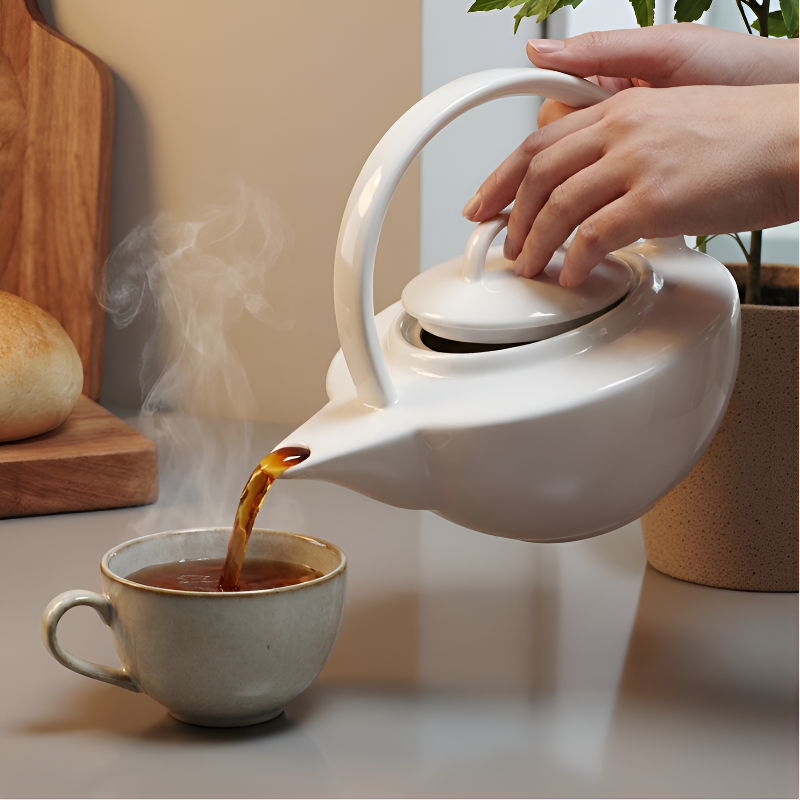 Weiße Feinporzellan-Teekanne