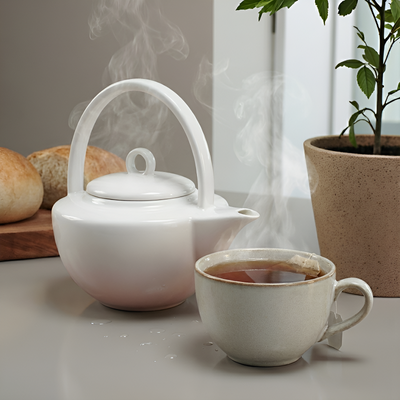 Weiße Feinporzellan-Teekanne