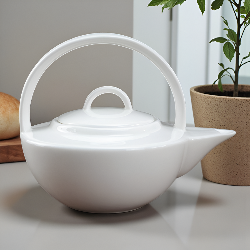 Weiße Feinporzellan-Teekanne