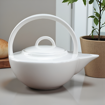 Weiße Feinporzellan-Teekanne