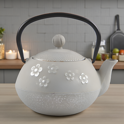 Weiße Gusseisen-Teekanne