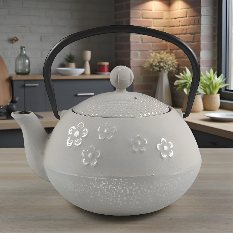 Weiße Gusseisen-Teekanne