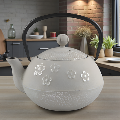 Weiße Gusseisen-Teekanne