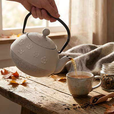 Weiße Gusseisen-Teekanne