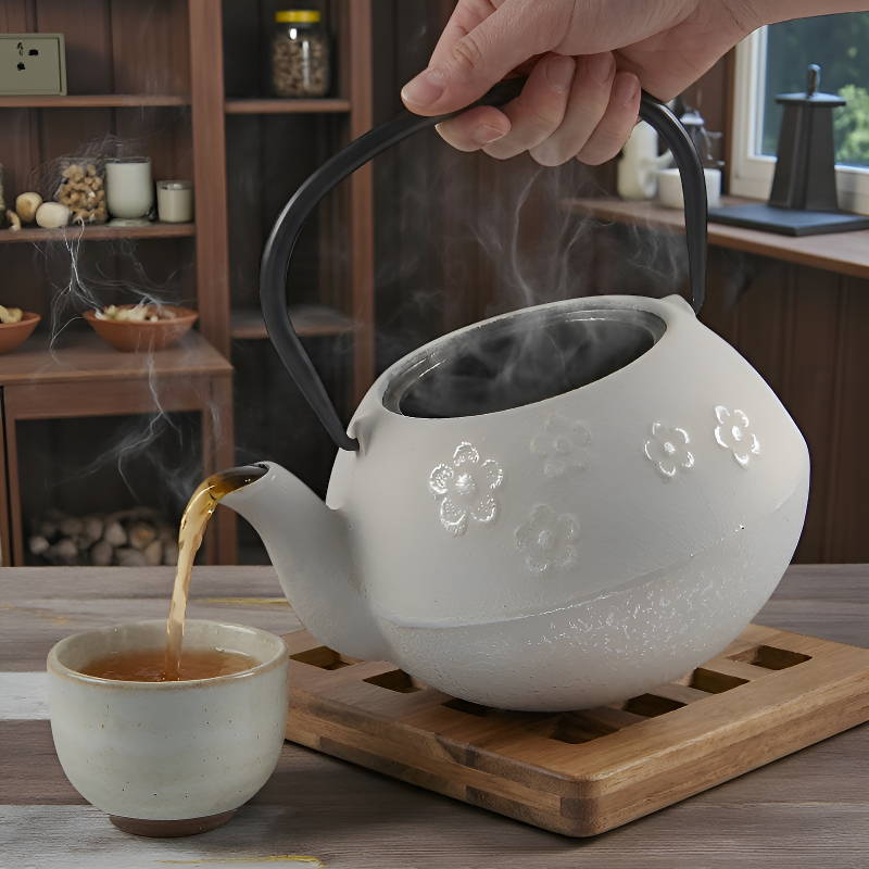 Weiße Gusseisen-Teekanne