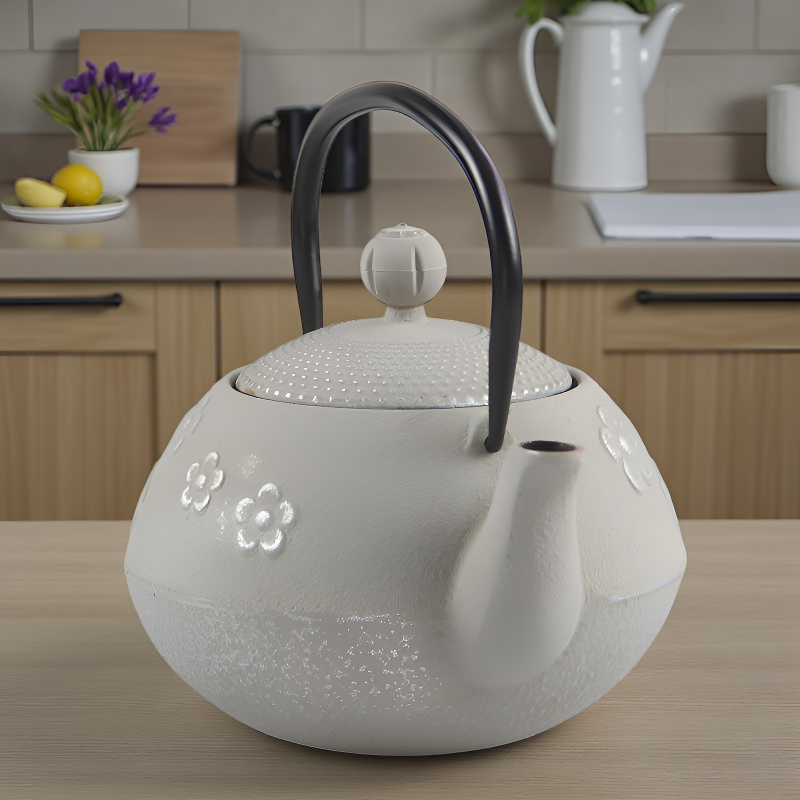 Weiße Gusseisen-Teekanne