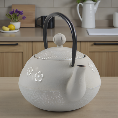 Weiße Gusseisen-Teekanne