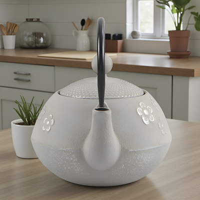 Weiße Gusseisen-Teekanne