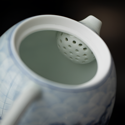 Weiße Teekanne Drache