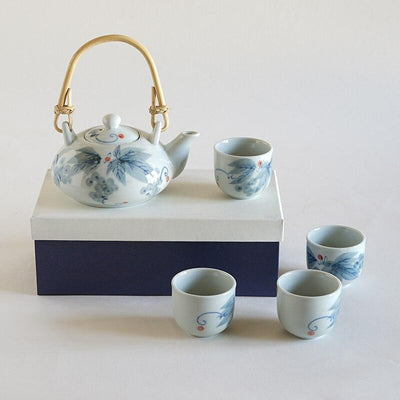 Japanisches Teeservice Blau Weiß