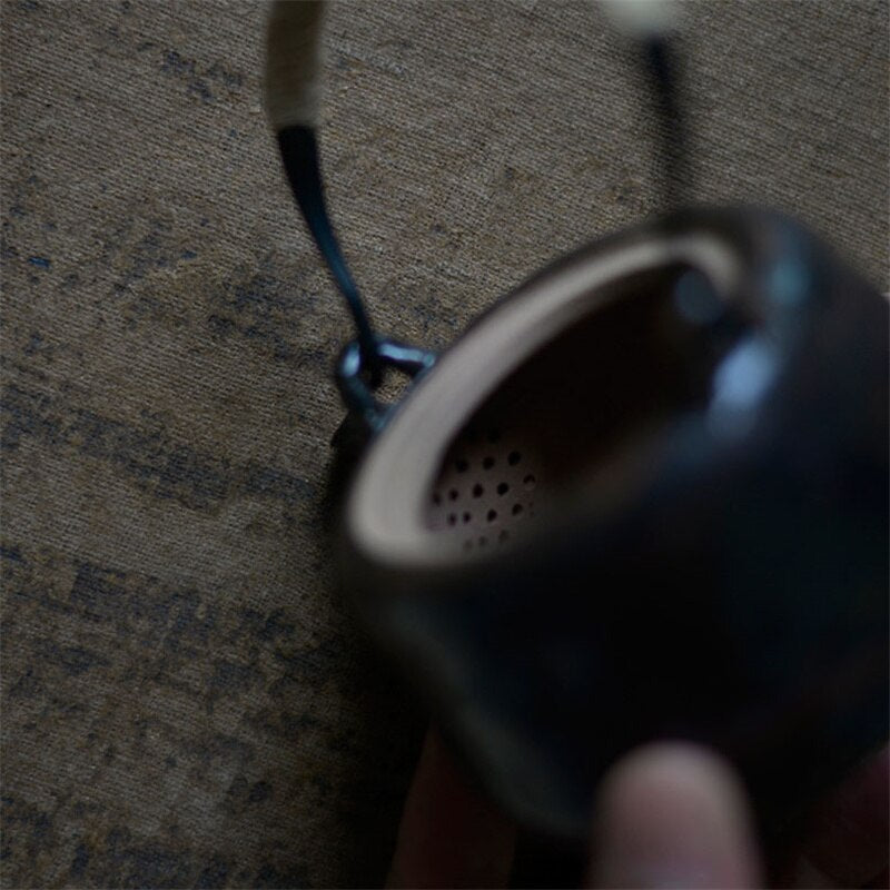 Schwarzes Porzellan Teekanne Antik