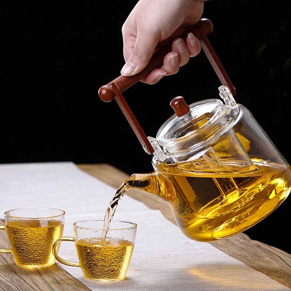 Teekanne Glas Mit Holzgriff
