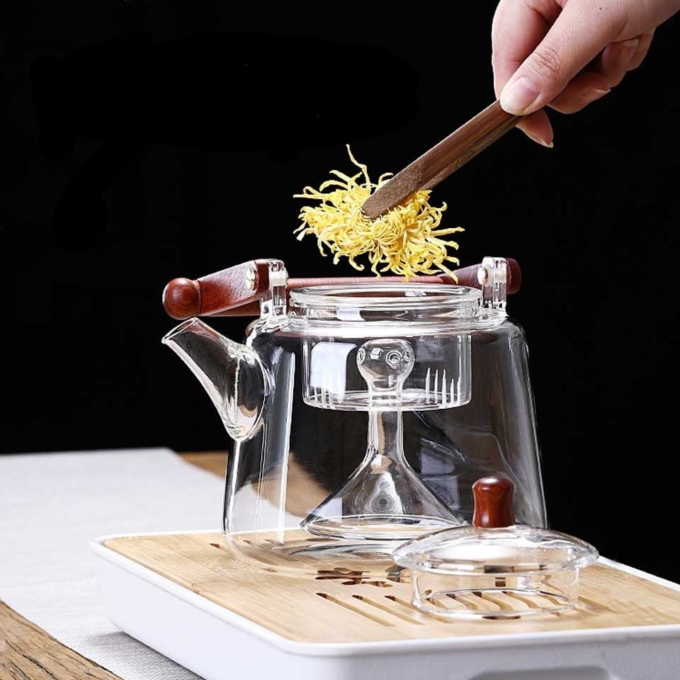 Teekanne Glas Mit Holzgriff