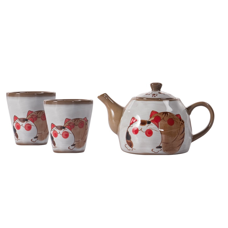 Teekanne Mit Tasse Katze