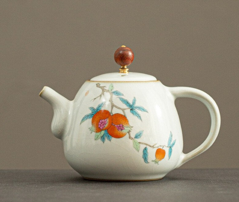 Teekanne Porzellan Rot Weiß