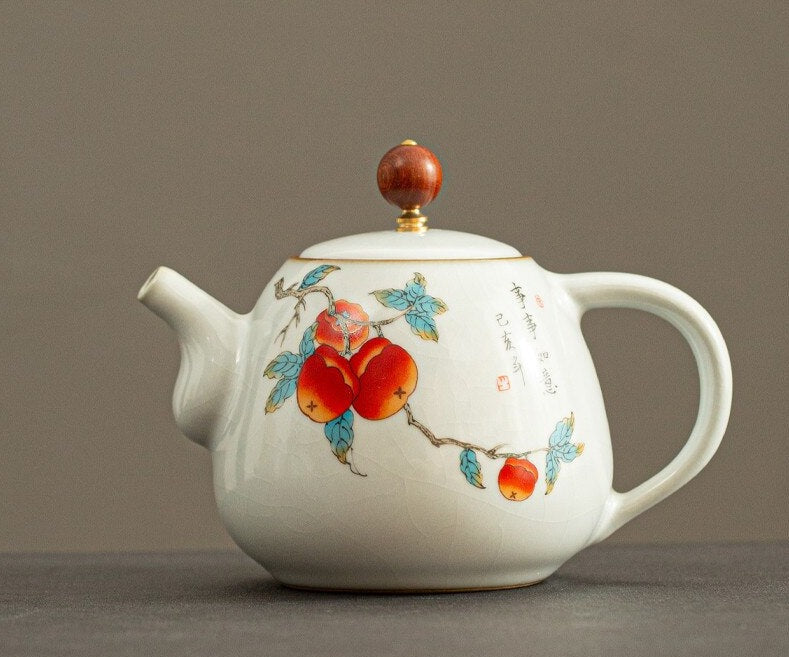 Teekanne Porzellan Rot Weiß