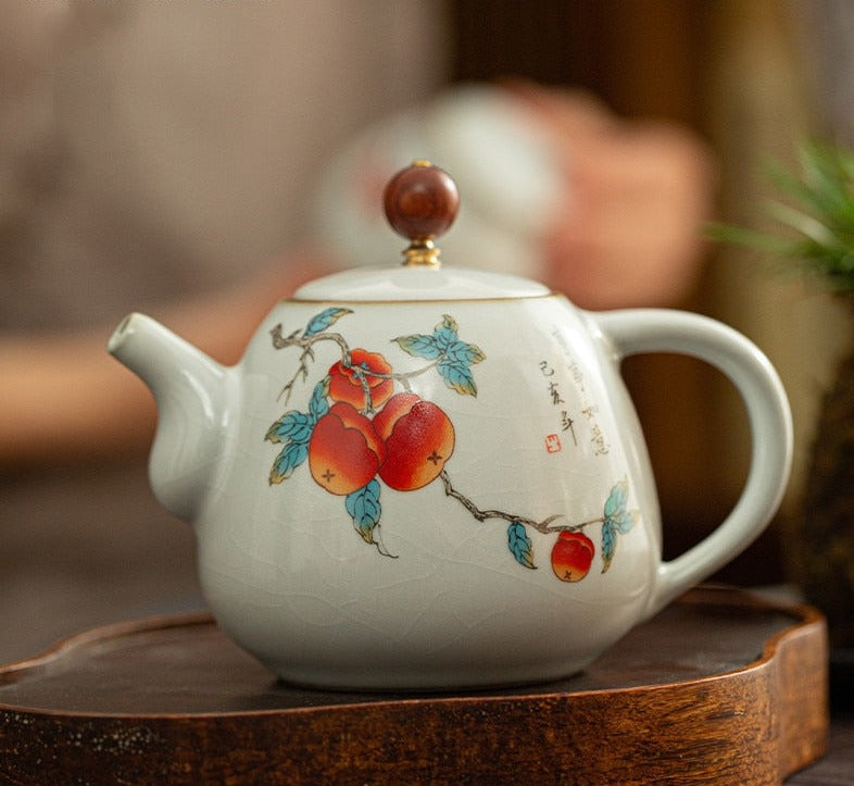 Teekanne Porzellan Rot Weiß